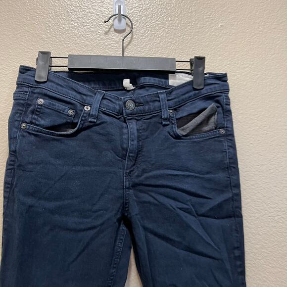 rag & bone Skinny Jeans Navy Blue Mid-Rise Dark Wash Cotton Stretch Size 28 - Picture 5 of 9